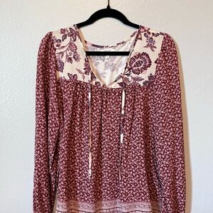 Maurices Burgundy Floral Blouse